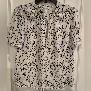 Nine West Women's Cream and Black Spotted Blouse